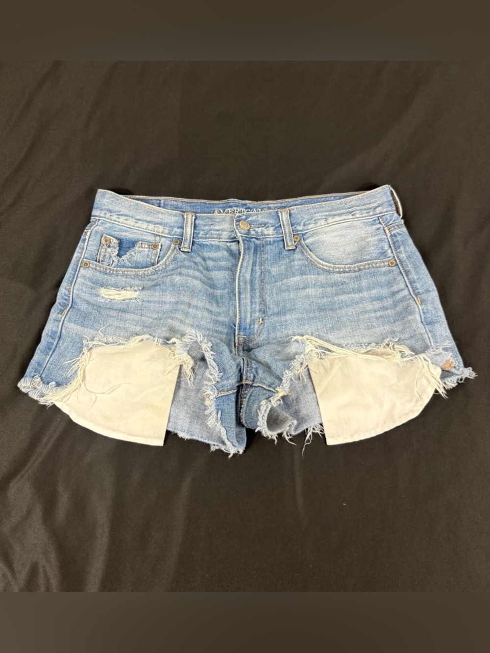 Américan Eagle Women Blue Vintage Hi Rise Festival Cut Off Denim Shorts 8
